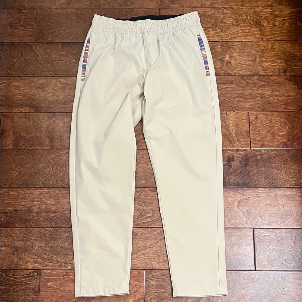 Men's Cream Joggers with Patterned Accents